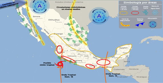 Aviso Precautorio No. 1 Onda Tropical No. 19 - 04/08/2023
