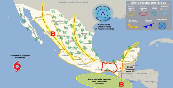 Aviso Precautorio No. 1 Onda Tropical No. 22 - 13/08/2023
