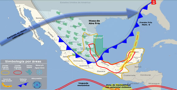 Aviso Precautorio No. 1 Influencia del Frente Frío No. 6 - 13/10/2023