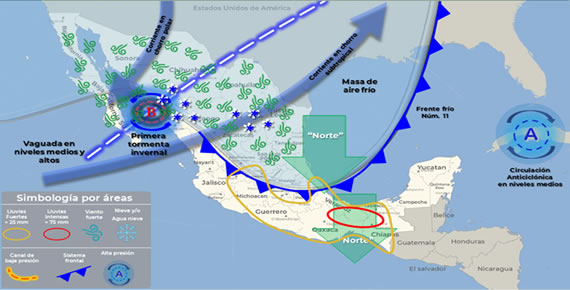 Aviso Precautorio No. 1 Frente Frío No. 11 - 20/11/2023