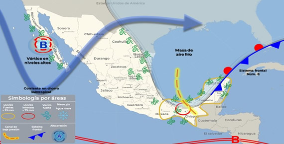 Aviso Precautorio No. 2 Influencia del Frente Frío No. 8 y Zona de Baja Presión - 04/11/2023
