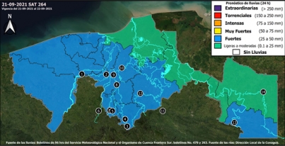 Semáforo de Incendios y Niveles de Ríos - 21/09/2021
