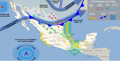 Aviso Precautorio No. 1 del Frente Frio No. 22