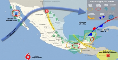 Aviso Precautorio No. 1 Influencia del Frente Frío No. 8 y Zona de Baja Presión - 03/11/2023