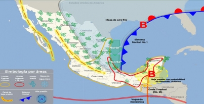 Aviso Precautorio No. 1 Interacción entre la onda tropical No. 21 y el Frente Frio No.1